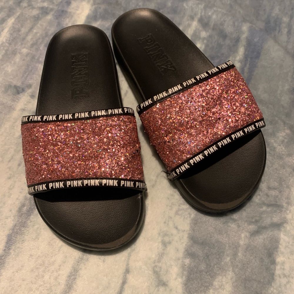 Victorea secret PINK glitter slides sz 6.5